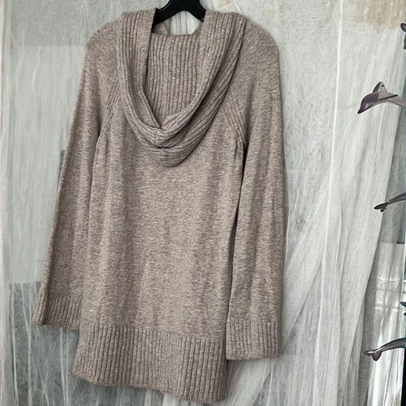 ⭐️ Ann Taylor hoodie tunic knit sweater oversized warm cozy beige women S - Picture 2 of 16
